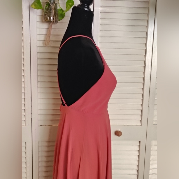 Lulu's Halter-Neck Pink Maxi Prom Dress - Picture 5 of 12